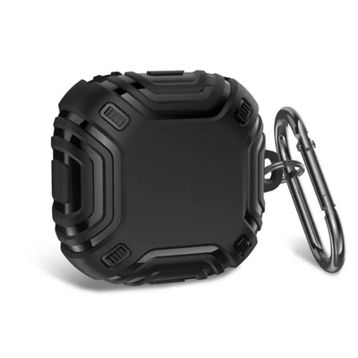 Gpack Samsung Galaxy Buds 2 Sert Silikon Çizgi Desenli SF19 Siyah Kılıf