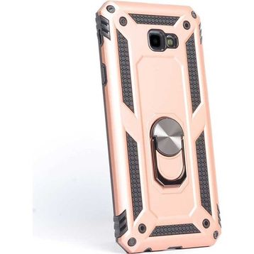 Gpack Samsung Galaxy J4 Plus Vega Yüzüklü Mıknatıslı Nano Glass Bronz Kılıf