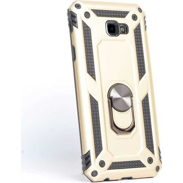 Gpack Samsung Galaxy J4 Plus Vega Yüzüklü Mıknatıslı Nano Glass Gold Kılıf