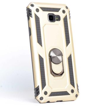 Gpack Samsung Galaxy J4 Plus Vega Yüzüklü Mıknatıslı Nano Glass Gold Kılıf