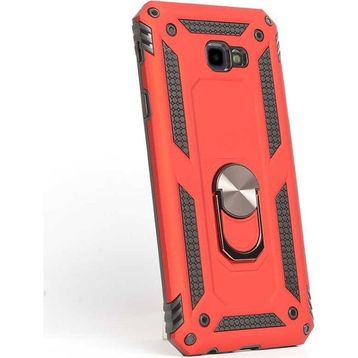 Gpack Samsung Galaxy J4 Plus Vega Yüzüklü Mıknatıslı Nano Glass Kırmızı Kılıf