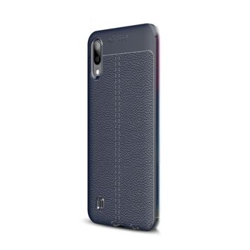 Gpack Samsung Galaxy M10 Niss Deri Görünümlü Lacivert Silikon Kılıf
