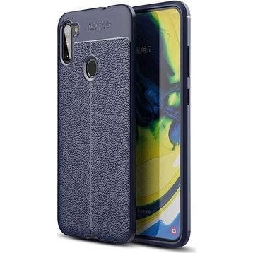 Gpack Samsung Galaxy M11 Niss Silikon Deri Görünümlü Lacivert Kılıf