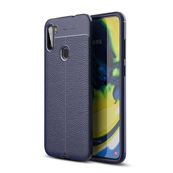 Gpack Samsung Galaxy M11 Niss Silikon Deri Görünümlü Lacivert Kılıf