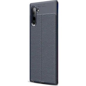 Gpack Samsung Galaxy Note 10 Niss Deri Görünümlü Lacivert Silikon Kılıf