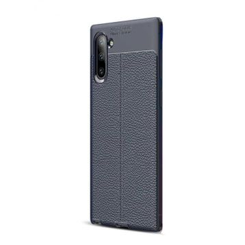 Gpack Samsung Galaxy Note 10 Niss Deri Görünümlü Lacivert Silikon Kılıf