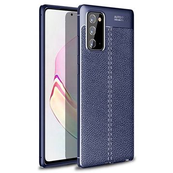 Gpack Samsung Galaxy Note 20 Niss Silikon Deri Görünümlü Lacivert Kılıf