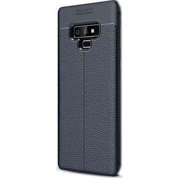 Gpack Samsung Galaxy Note 9 Niss Deri Görünüm Lacivert Silikon Kılıf
