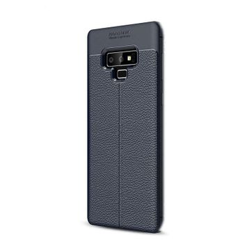 Gpack Samsung Galaxy Note 9 Niss Deri Görünüm Lacivert Silikon Kılıf