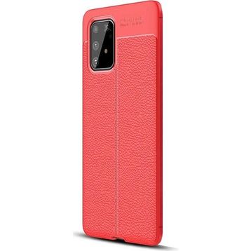 Gpack Samsung Galaxy S10 Lite Niss Deri Görünümlü Kırmızı Silikon Cep Telefonu Kılıf