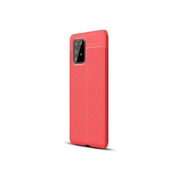 Gpack Samsung Galaxy S10 Lite Niss Deri Görünümlü Kırmızı Silikon Cep Telefonu Kılıf