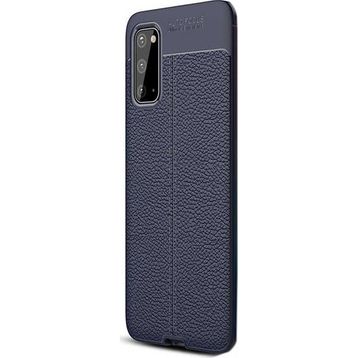 Gpack Samsung Galaxy S20 Niss Silikon Deri Görünümlü Lacivert Kılıf