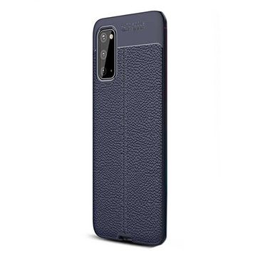 Gpack Samsung Galaxy S20 Niss Silikon Deri Görünümlü Lacivert Kılıf