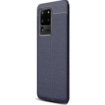 Gpack Samsung Galaxy S20 Ultra Niss Silikon Deri Görünümlü Lacivert Kılıf