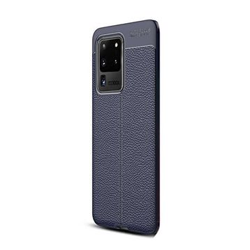 Gpack Samsung Galaxy S20 Ultra Niss Silikon Deri Görünümlü Lacivert Kılıf