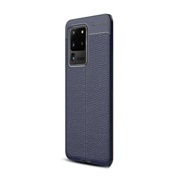 Gpack Samsung Galaxy S20 Ultra Niss Silikon Deri Görünümlü Lacivert Kılıf