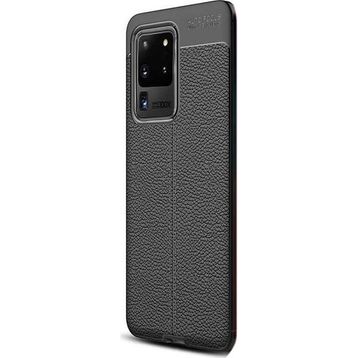 Gpack Samsung Galaxy S20 Ultra Niss Silikon Deri Görünümlü Siyah Kılıf
