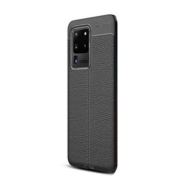 Gpack Samsung Galaxy S20 Ultra Niss Silikon Deri Görünümlü Siyah Kılıf