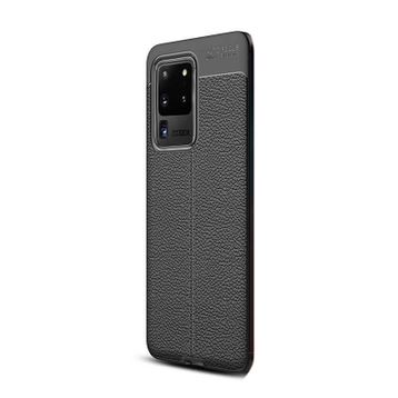 Gpack Samsung Galaxy S20 Ultra Niss Silikon Deri Görünümlü Siyah Kılıf