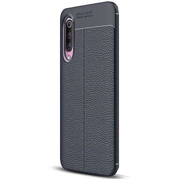 Gpack Xiaomi Mi 9 Niss Deri Görünümlü Lacivert Silikon Kılıf