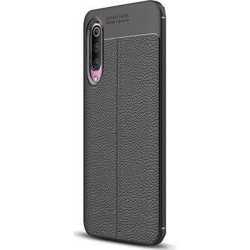 Gpack Xiaomi Mi 9 Niss Deri Görünümlü Siyah Silikon Kılıf