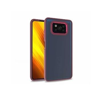 Gpack Xiaomi Poco X3 Flora Sert Silikon Arkası Cam Şeffaf Kırmızı Cep Telefonu Kılıfı