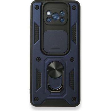 Gpack Xiaomi Poco X3 Tank Aramid Sürgülü Vega Yüzüklü Lacivert Kılıf