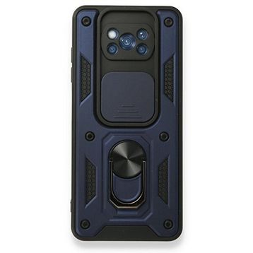 Gpack Xiaomi Poco X3 Tank Aramid Sürgülü Vega Yüzüklü Lacivert Kılıf