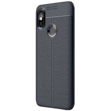 Gpack Xiaomi Redmi 6 Pro Niss Deri Görünümlü Lacivert Silikon Kılıf