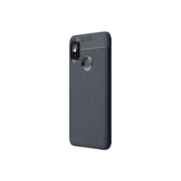 Gpack Xiaomi Redmi 6 Pro Niss Deri Görünümlü Siyah Silikon Kılıf