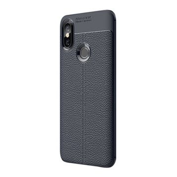 Gpack Xiaomi Redmi 6 Pro Niss Deri Görünümlü Siyah Silikon Kılıf