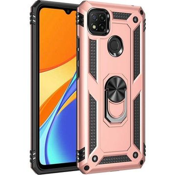 Gpack Xiaomi Redmi 9C Tank Koruma Vega Standlı Yüzüklü Mıknatıslı Bronz Kılıf