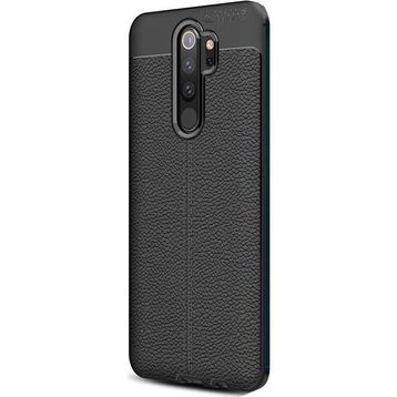 Gpack Xiaomi Redmi Note 8 Pro Niss Deri Görünümlü Siyah Silikon Kılıf