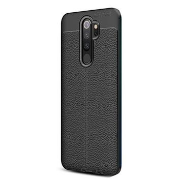 Gpack Xiaomi Redmi Note 8 Pro Niss Deri Görünümlü Siyah Silikon Kılıf