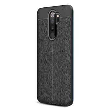 Gpack Xiaomi Redmi Note 8 Pro Niss Deri Görünümlü Siyah Silikon Kılıf