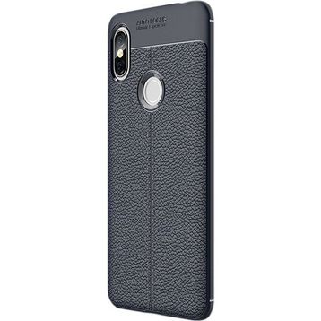 Gpack Xiaomi Redmi S2 Niss Deri Dokumalı Koruyucu Lacivert Silikon Kılıf