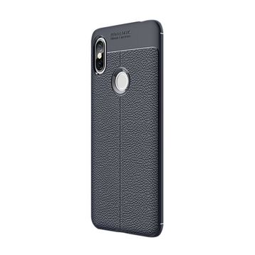 Gpack Xiaomi Redmi S2 Niss Deri Dokumalı Koruyucu Lacivert Silikon Kılıf