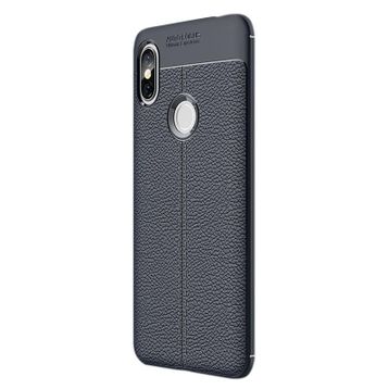 Gpack Xiaomi Redmi S2 Niss Deri Dokumalı Koruyucu Lacivert Silikon Kılıf