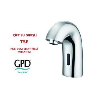 GPD FLB11 Fotoselli Çift Su Girişli Pilli ve Elektrikli Lavabo Bataryası