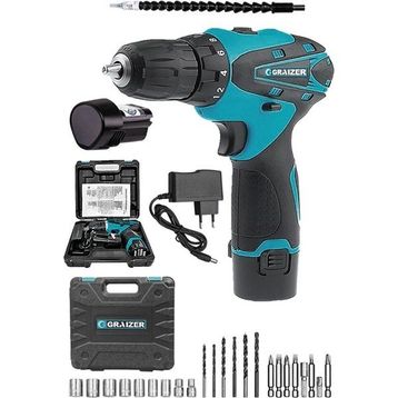 Graizer Alman 24 V SJS Çift Metal Şanzuman Çift Akülü Şarjlı 24 Parça Mavi Vidalama Matkap