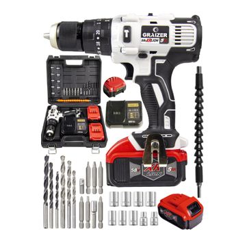 Graizer Alman 58 V 5 Ah 13 Mm Çelik Mandren Darbeli Çift Akülü Vidalama Metal Şanzuman Şarjlı Matkap
