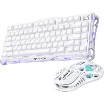 GravaStar Mercury K1 Lite+M2 Opaline White Kablosuz Gaming Klavye Mouse Set