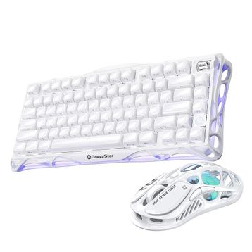 GravaStar Mercury K1 Lite+M2 Opaline White Kablosuz Gaming Klavye Mouse Set