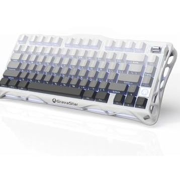 GravaStar Mercury K1 RGB Kablosuz Mekanik Alüminyum Çerçeveli İngilizce Q Beyaz Gaming Klavye