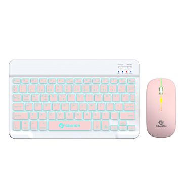 Gravion KM-BT35 Pembe Kablosuz Klavye Mouse Seti