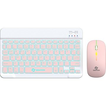 Gravion KM-BT35 Pembe Kablosuz Klavye Mouse Seti