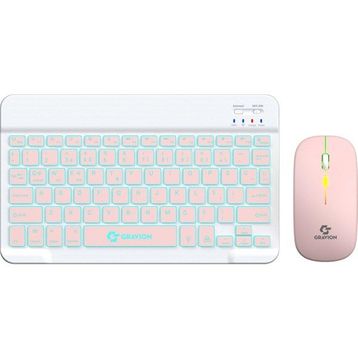 Gravion KM-BT35 Pembe Kablosuz Klavye Mouse Seti