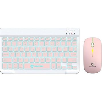 Gravion KM-BT35 Pembe Kablosuz Klavye Mouse Seti