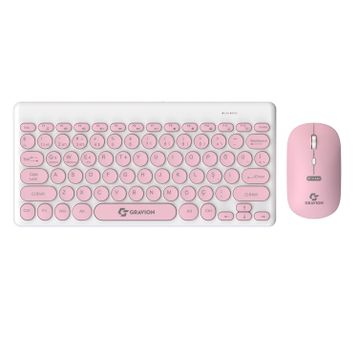 Gravion KM-BT37 Pembe Kablosuz Klavye Mouse Seti