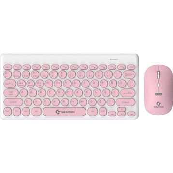 Gravion KM-BT37 Pembe Kablosuz Klavye Mouse Seti